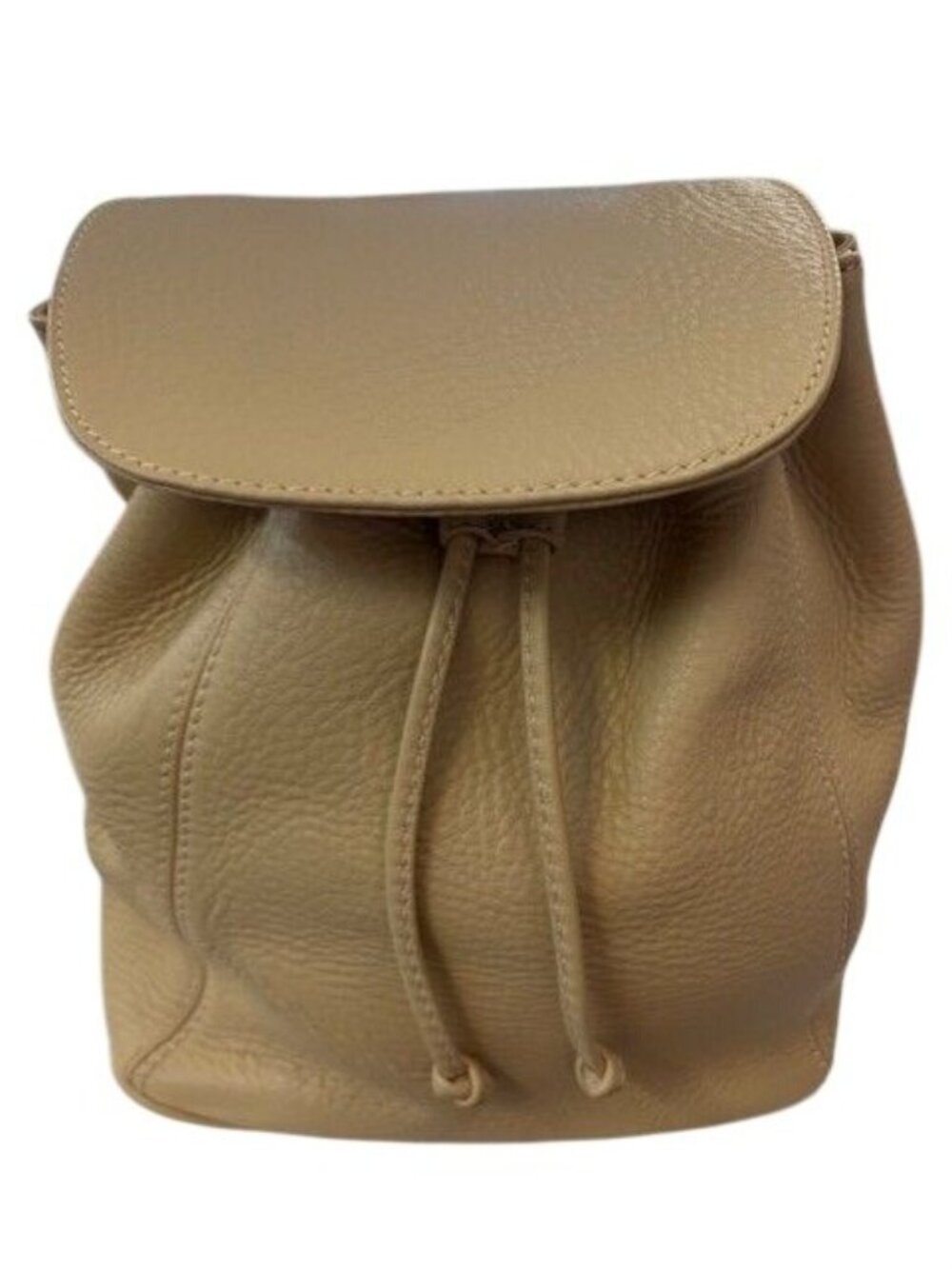 Coach Pebbled Leather Drawstring Backpack In Tan With Adjustable Straps